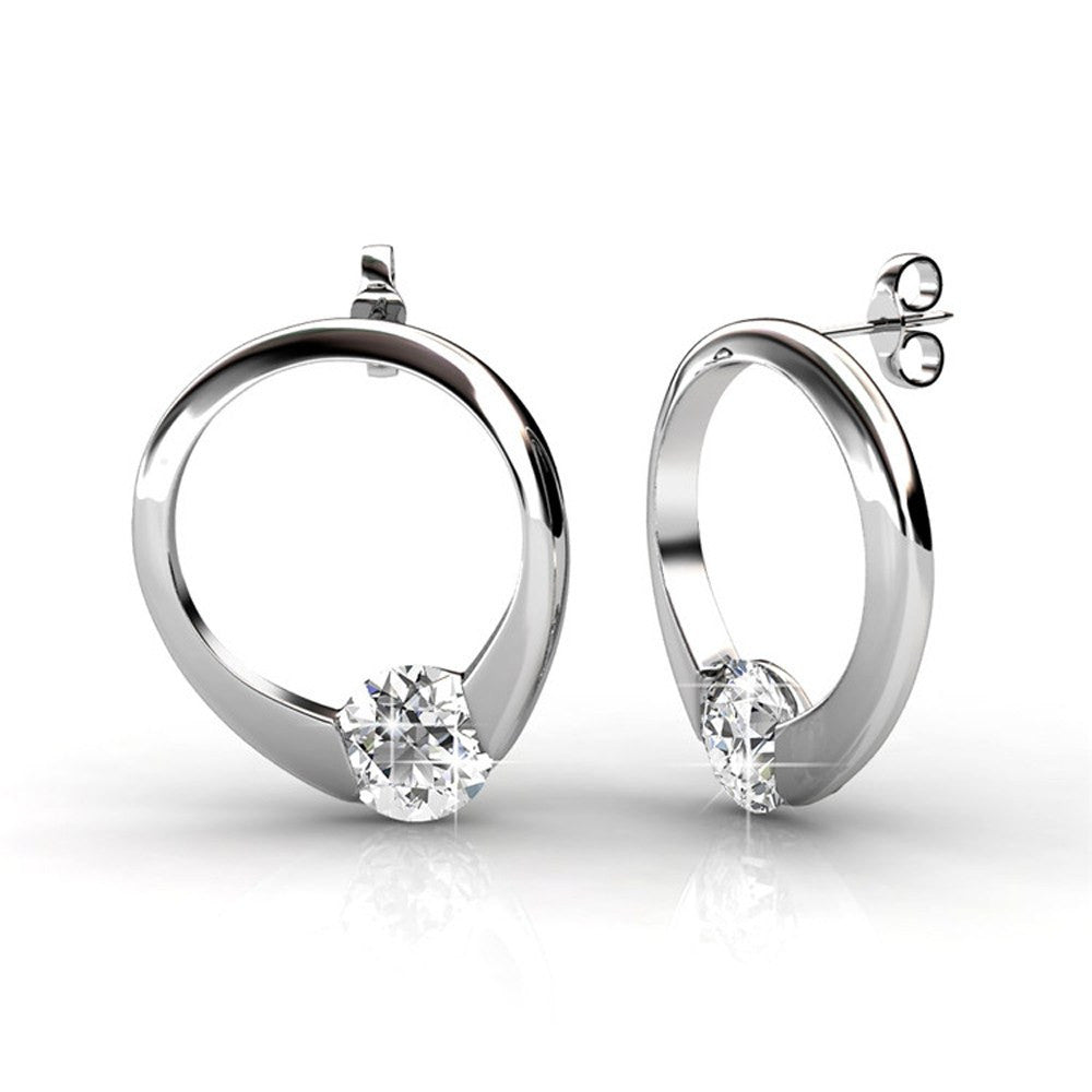 Earrings,Jewelry,Swarovski - Dahlia “Blossom” Sterling Silver 18k Gold Plated Swarovski Circle Earrings