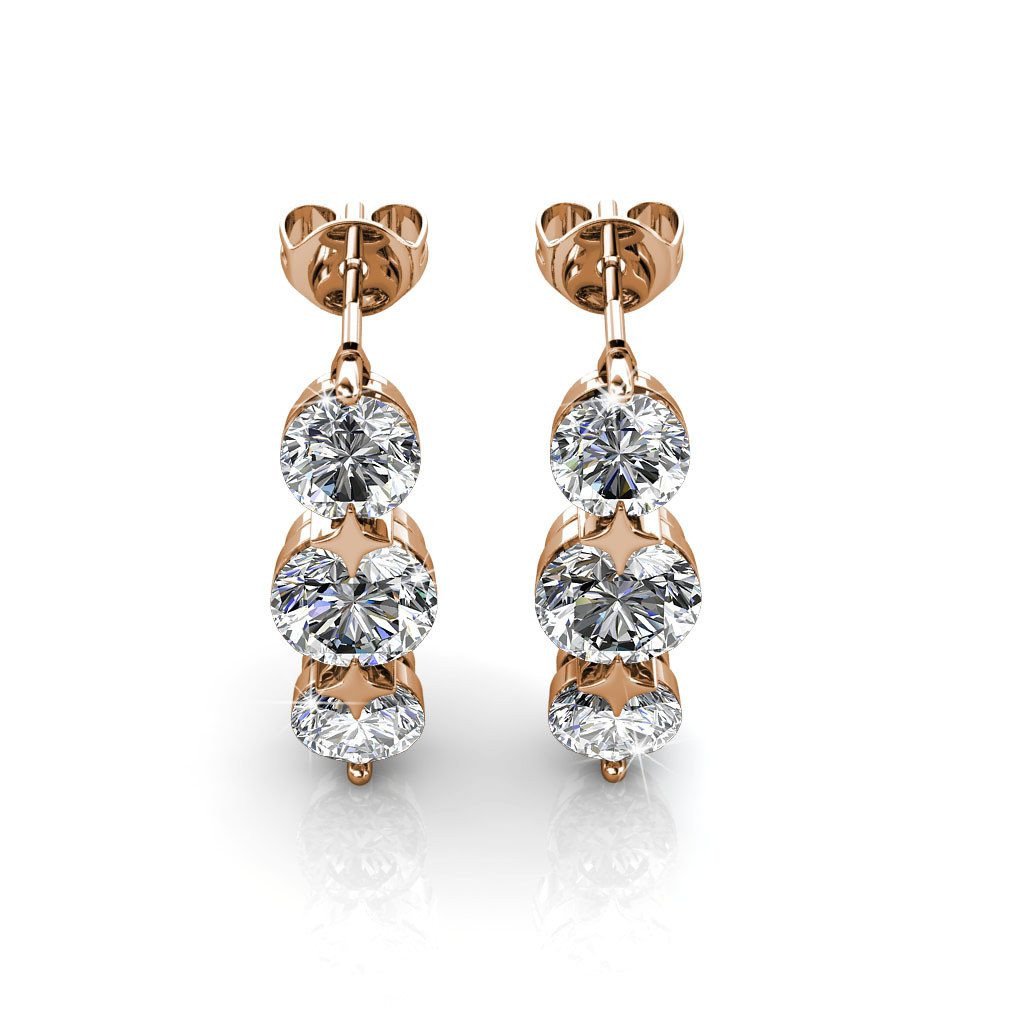 Ellie "Light" 18k White Gold Plated Stud Drop Earrings with Swarovski Crystals