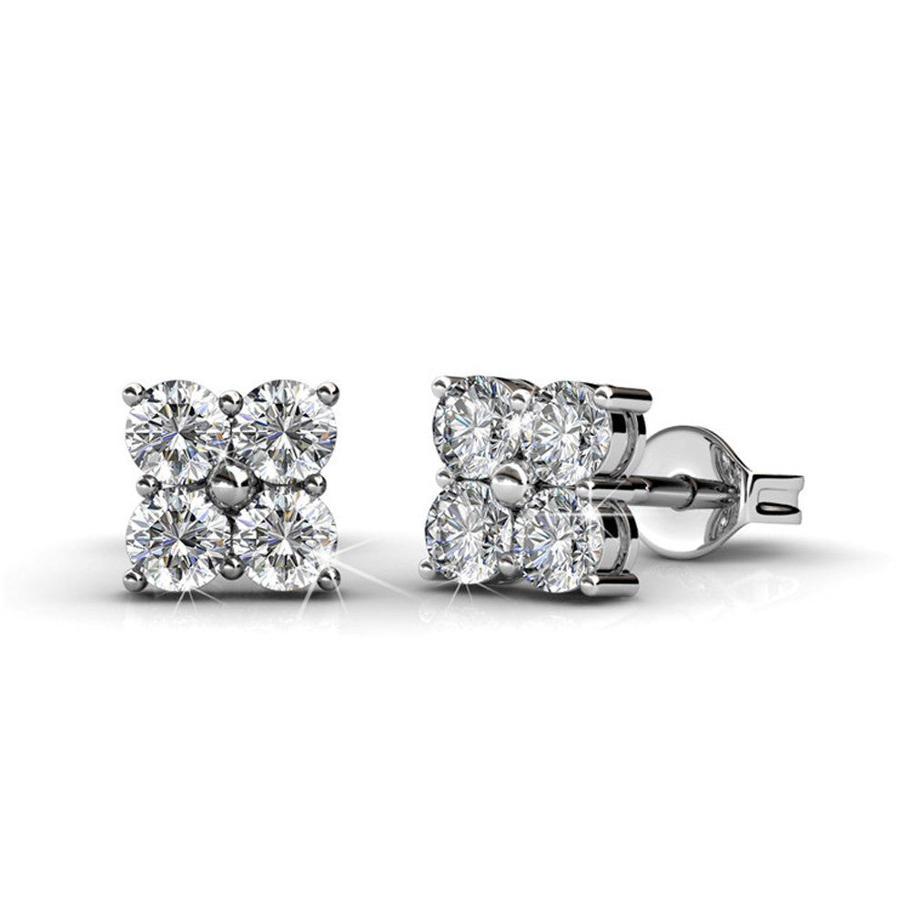 Earrings,Jewelry,Swarovski - Rae “Brilliance” 18k White Gold Swarovski Studs