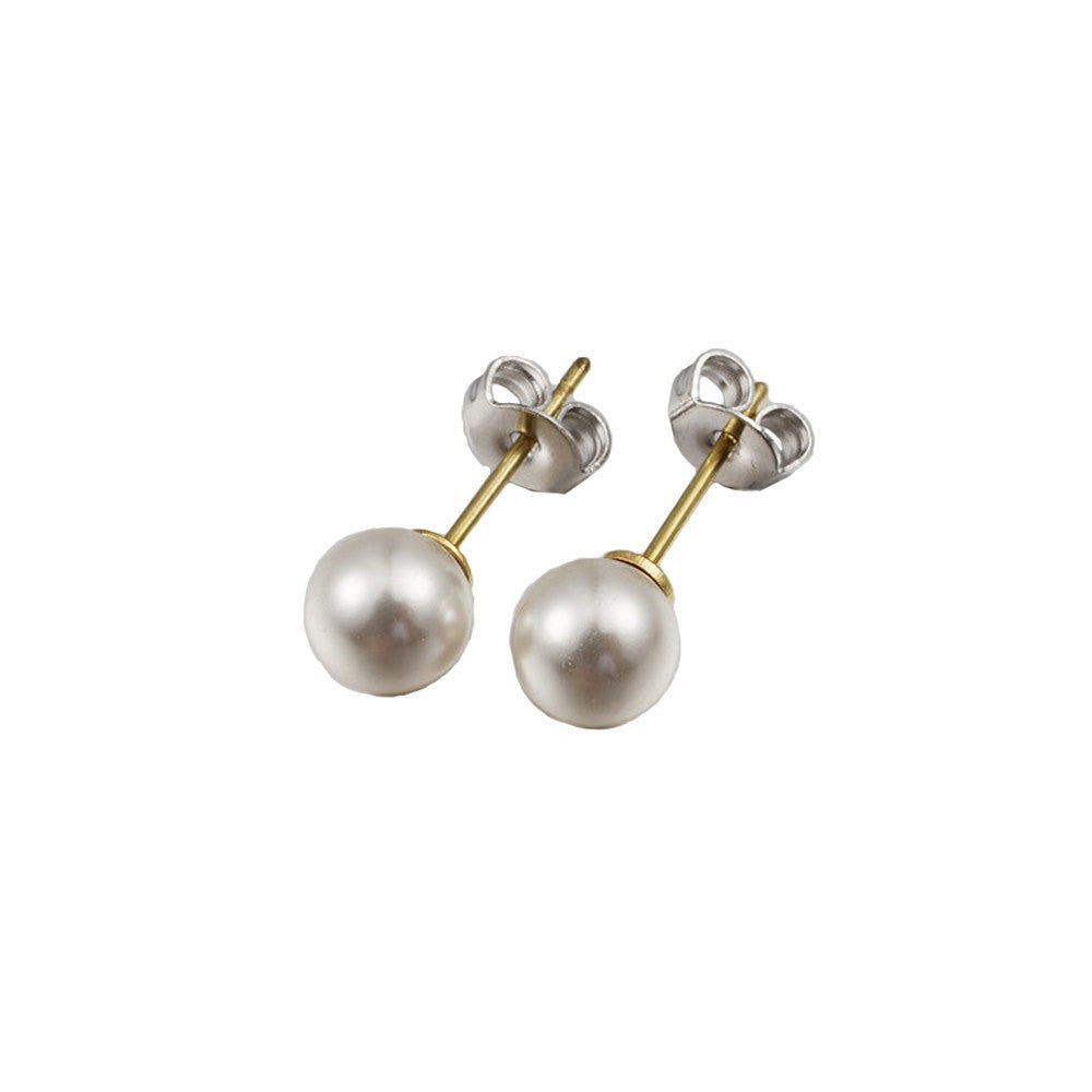 Earrings,Jewelry,Swarovski - Vivienne “Brave” 18k Gold Swarovski Pearl Studs