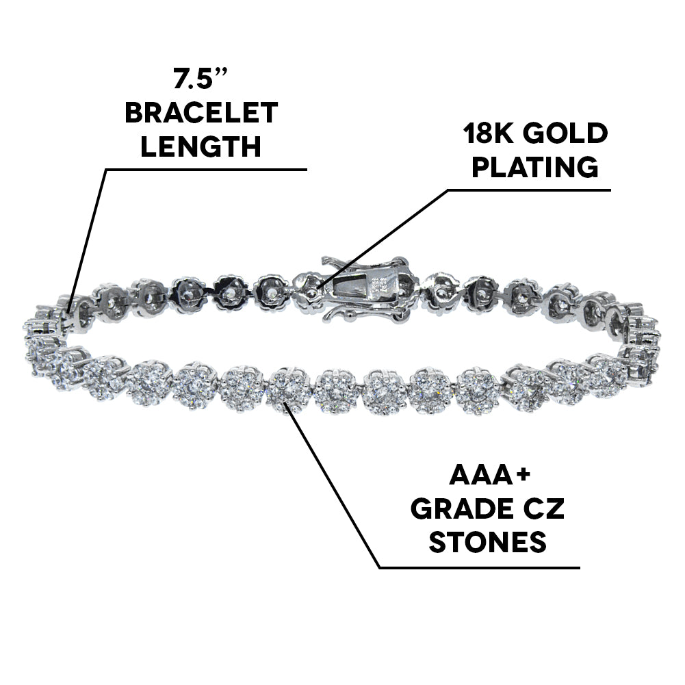Ally 18k White Gold Plated Tennis Bracelet with CZ Crystals