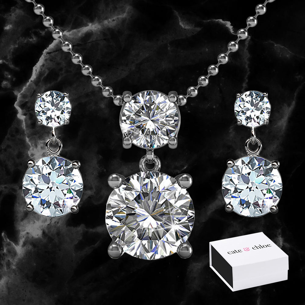 Jasmine ”Immortal” 18k White Gold Plated Swarovski Necklace and Earrings Jewelry Set