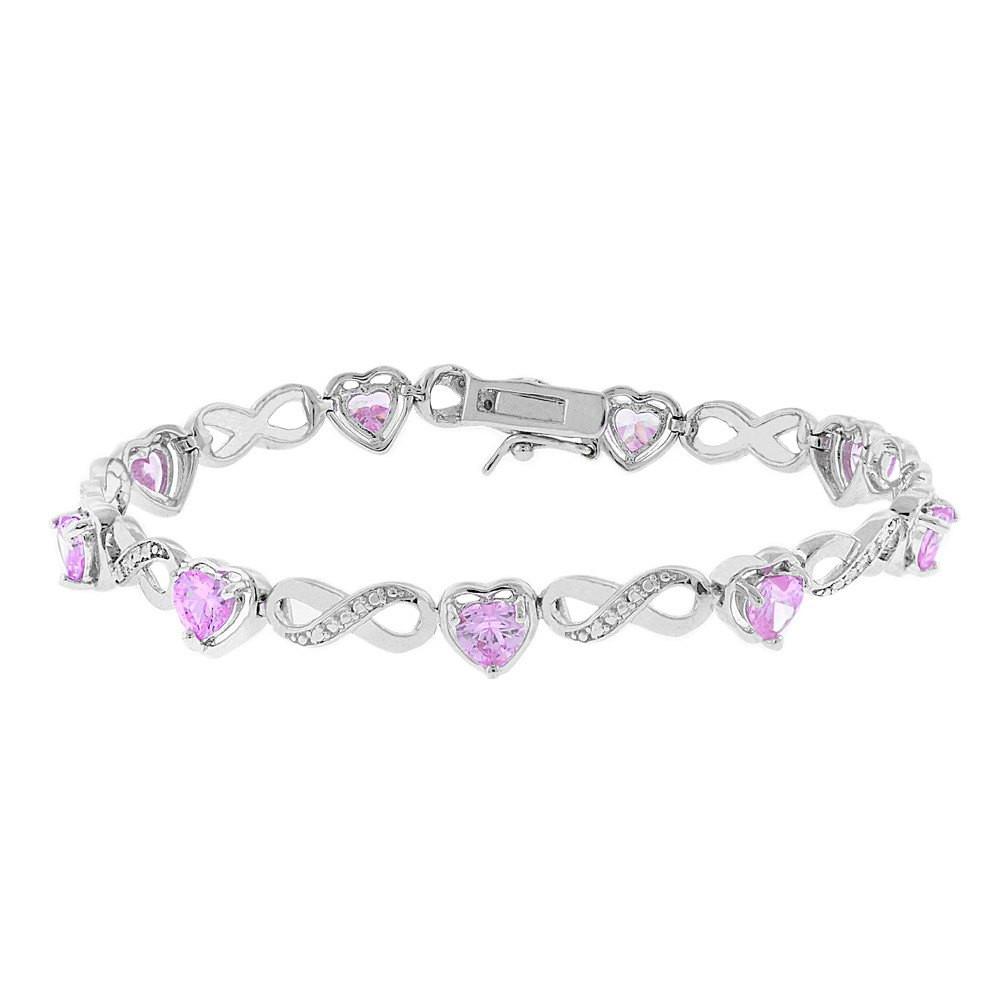Amanda 18k White Gold Plated Infinity Heart Tennis Bracelet with CZ Crystals