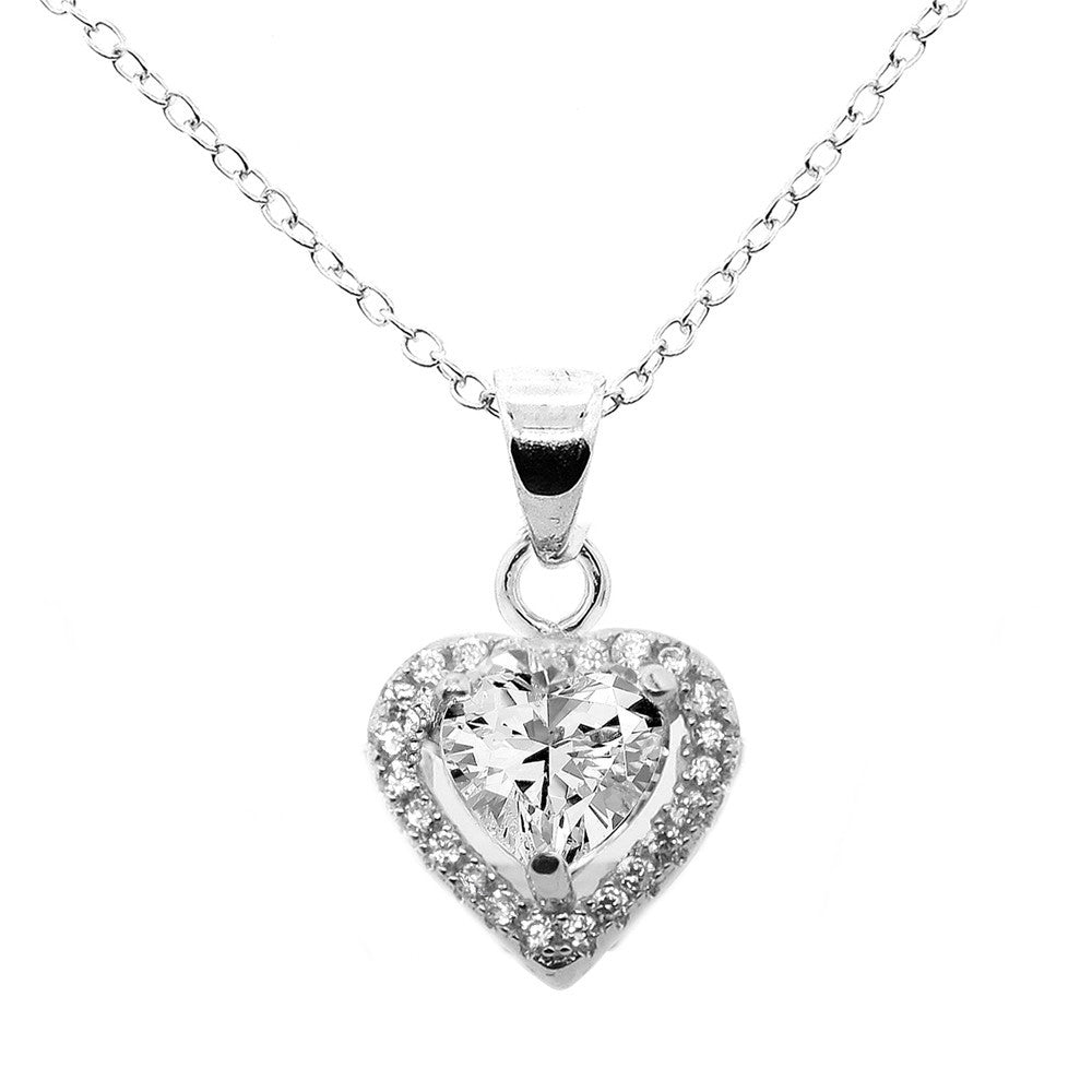 Jewelry, Necklace, Pendant - Amora "Love" 18k White Gold Plated Pendant
