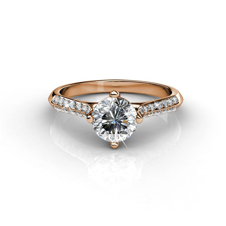 Jewelry, Ring, Silver Ring - Leona "Fate" 18k Rose Gold Swarovski Ring