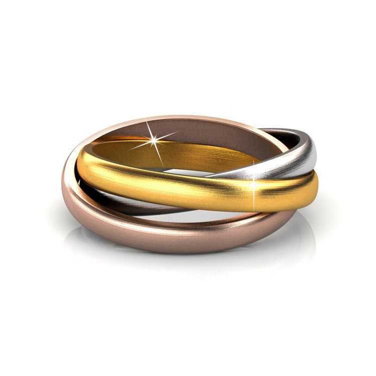 Jewelry, Ring, Swarovski, Silver, Gold, Rose Gold - Kenzie 18k Gold Plated Swarovski Interlocking Rings