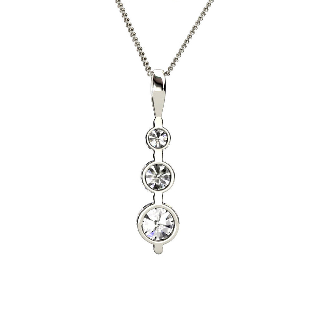 Willow "Eternal" 18K White Gold Plated 3 Stone CZ Drop Pendant Necklace