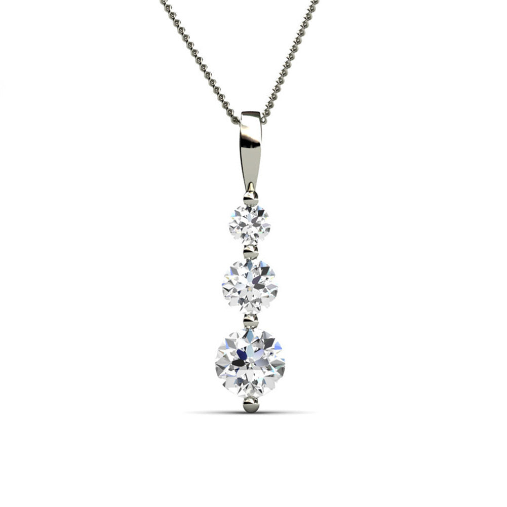 Willow white gold 3-stone pendant