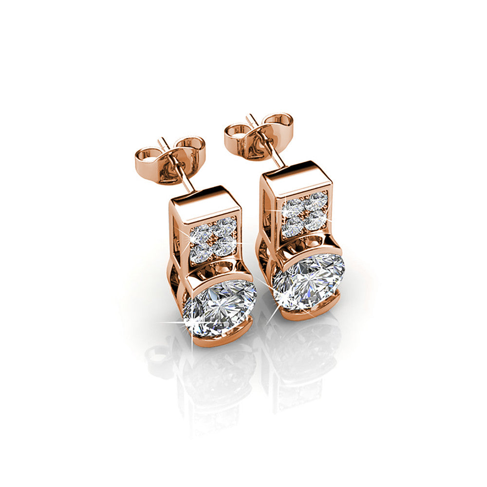 Laya 18k White Gold Plated Stud Earrings with Crystals